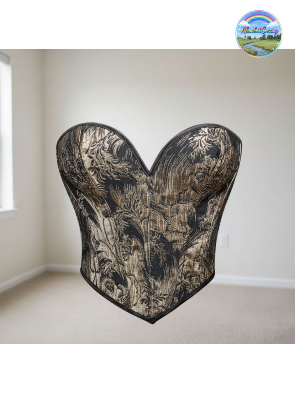 Vintage Gothic Floral Print Overbust Corset Bustier Top